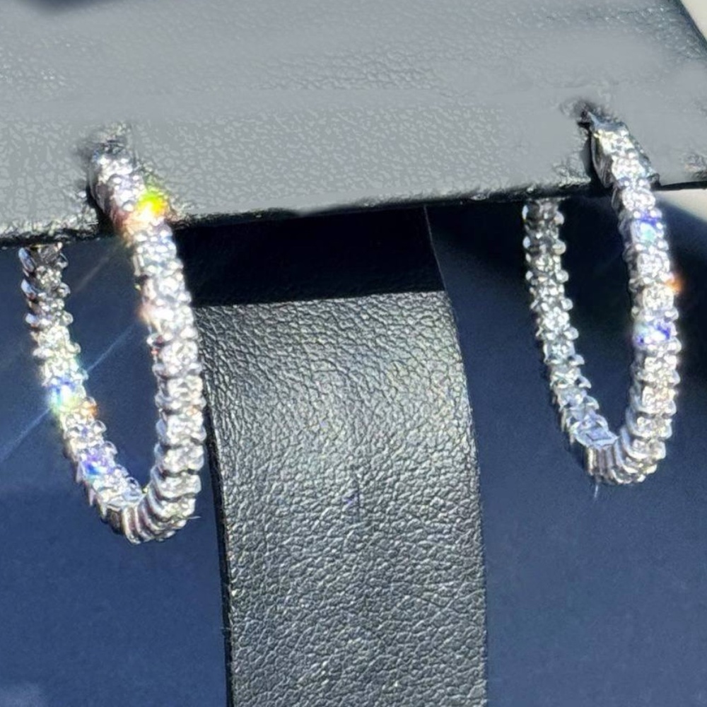 Roberto coin 18K White Gold & 1.7 TCW Diamond Inside-Out Hoop Earrings/25MM